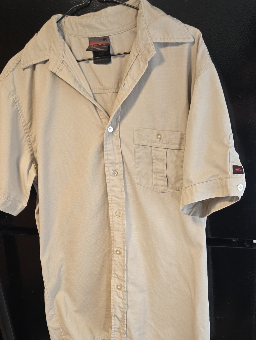 Vintage 90s Vans Beige Short-Sleeve Button-Down Shirt S